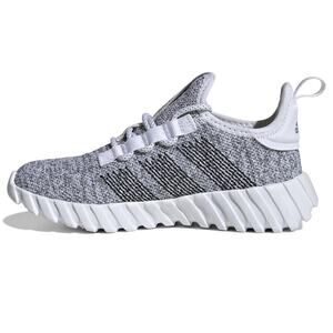 NWT adidas Unisex Big Kid Kaptir Flow Sneaker, White/Silver Metallic, 4 US